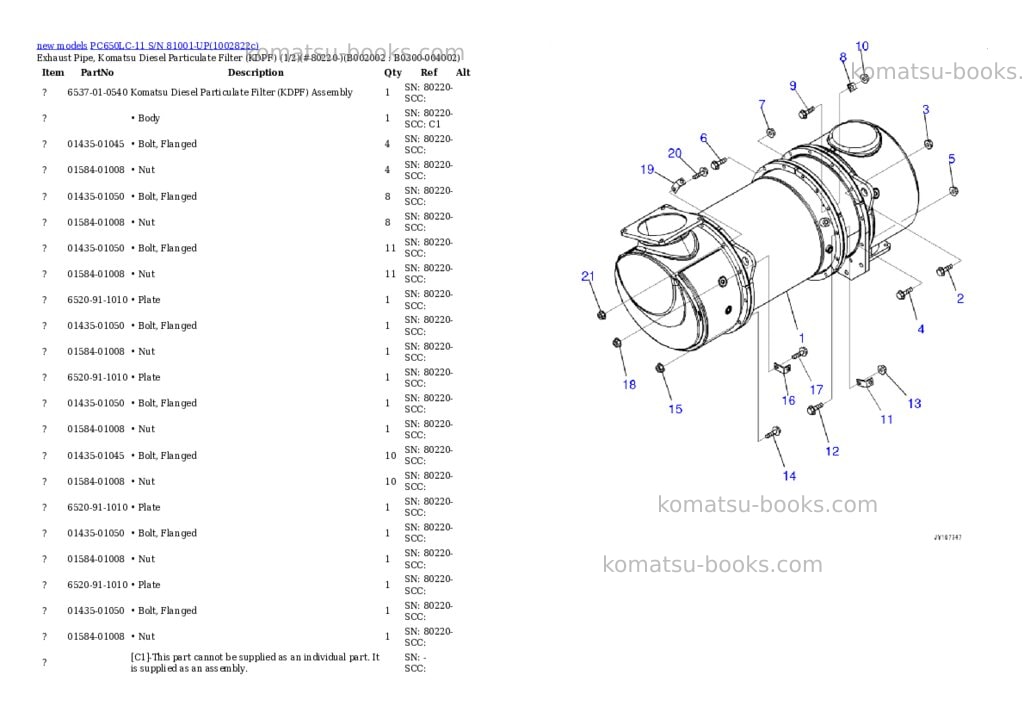 Komatsu PC650LC-11 S/N 81001-UP Parts catalog cover Page 8