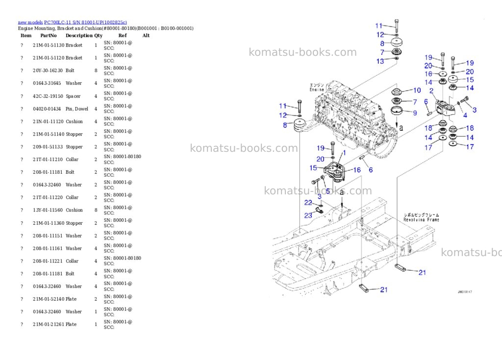 Komatsu PC700LC-11 S/N 81001-UP Parts catalog cover