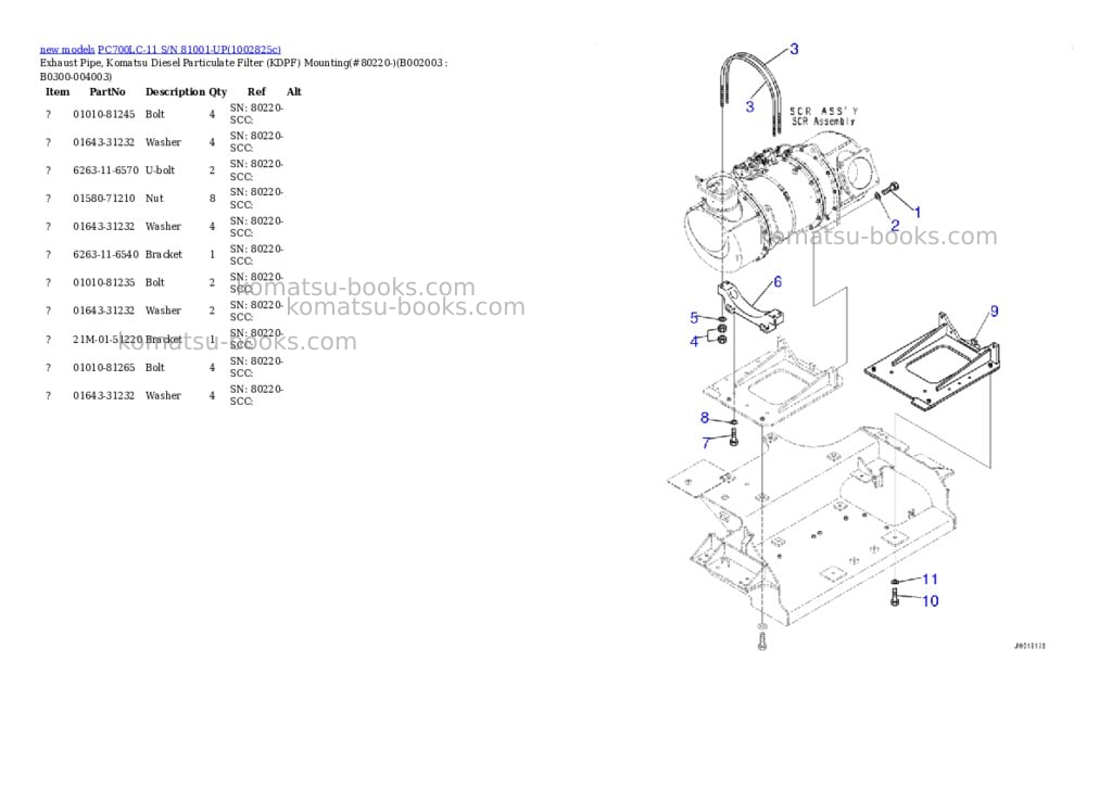 Komatsu PC700LC-11 S/N 81001-UP Parts catalog cover Page 9