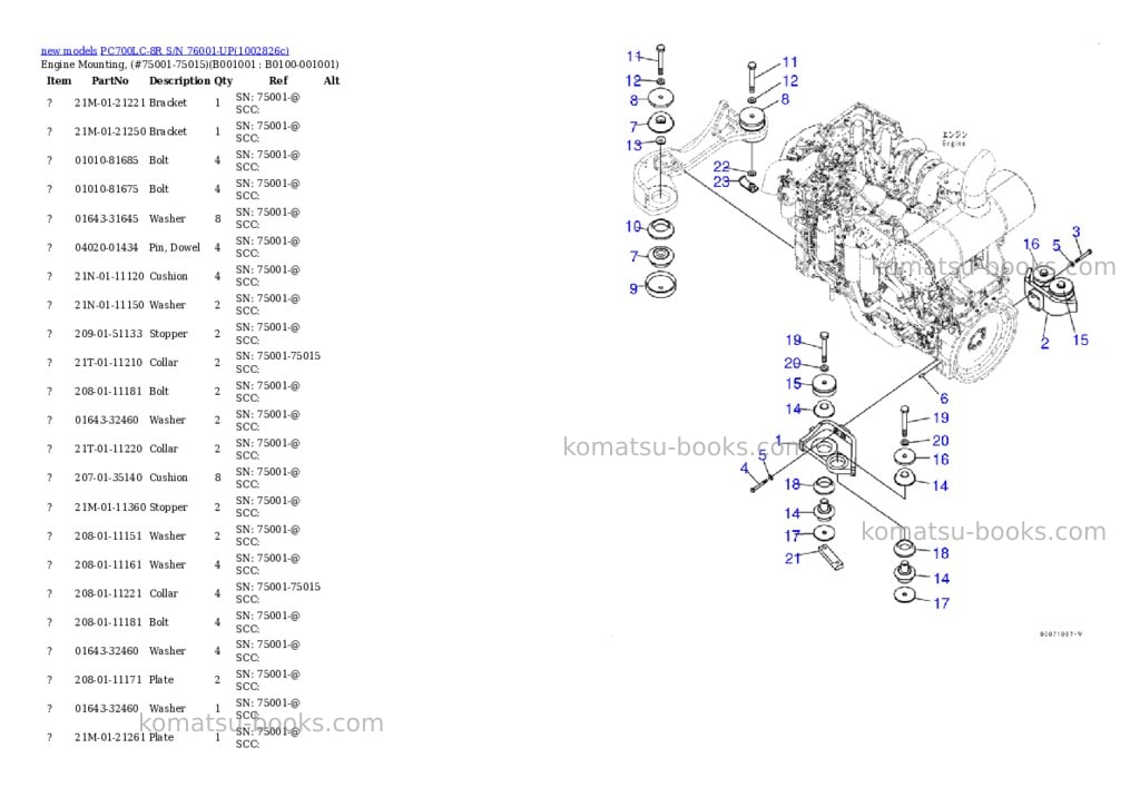 Komatsu PC700LC-8R S/N 76001-UP Parts catalog cover Komatsu PC700LC-8R S/N 76001-UP Parts catalog cover