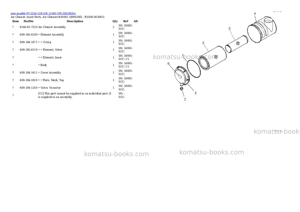 Komatsu PC1250-11R S/N 51001-UP Parts catalog cover Page 6