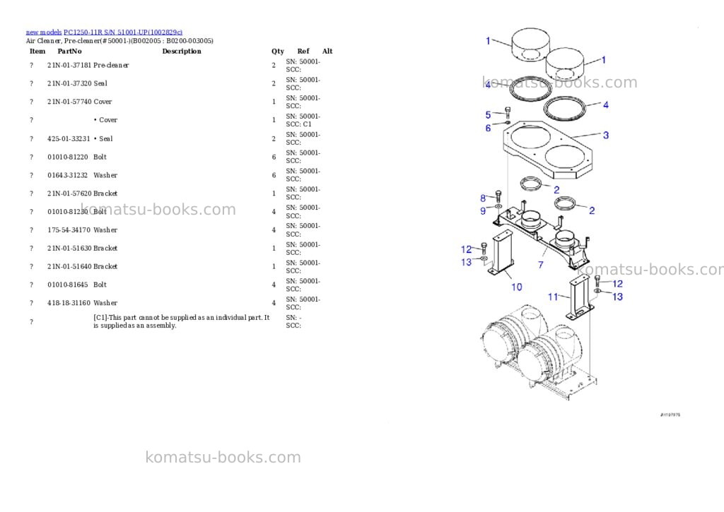 Komatsu PC1250-11R S/N 51001-UP Parts catalog cover Page 9