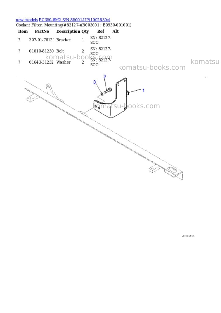 Komatsu PC350-8M2 S/N 85001-UP Parts catalog cover Page 3 Komatsu PC350-8M2 S/N 85001-UP Parts catalog cover Page 3
