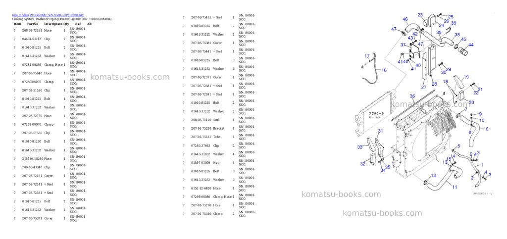Komatsu PC350-8M2 S/N 85001-UP Parts catalog cover Page 9 Komatsu PC350-8M2 S/N 85001-UP Parts catalog cover Page 9