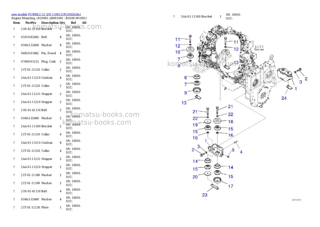 Komatsu PC900LC-11 S/N 11001-UP Parts catalog cover Komatsu PC900LC-11 S/N 11001-UP Parts catalog cover