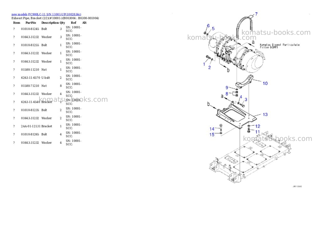 Komatsu PC900LC-11 S/N 11001-UP Parts catalog cover Page 10 Komatsu PC900LC-11 S/N 11001-UP Parts catalog cover Page 10