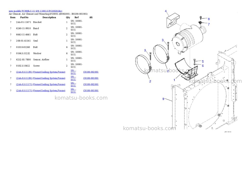 Komatsu PC900LC-11 S/N 11001-UP Parts catalog cover Page 2 Komatsu PC900LC-11 S/N 11001-UP Parts catalog cover Page 2