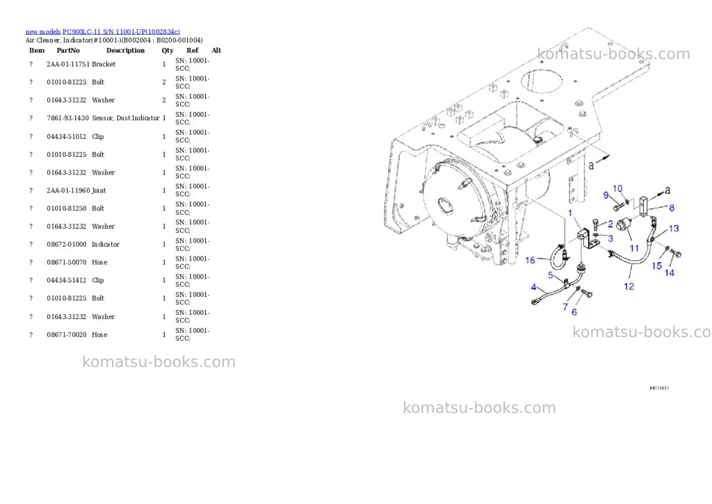 Komatsu PC900LC-11 S/N 11001-UP Parts catalog cover Page 5 Komatsu PC900LC-11 S/N 11001-UP Parts catalog cover Page 5