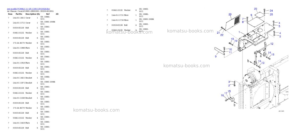 Komatsu PC900LC-11 S/N 11001-UP Parts catalog cover Page 6 Komatsu PC900LC-11 S/N 11001-UP Parts catalog cover Page 6