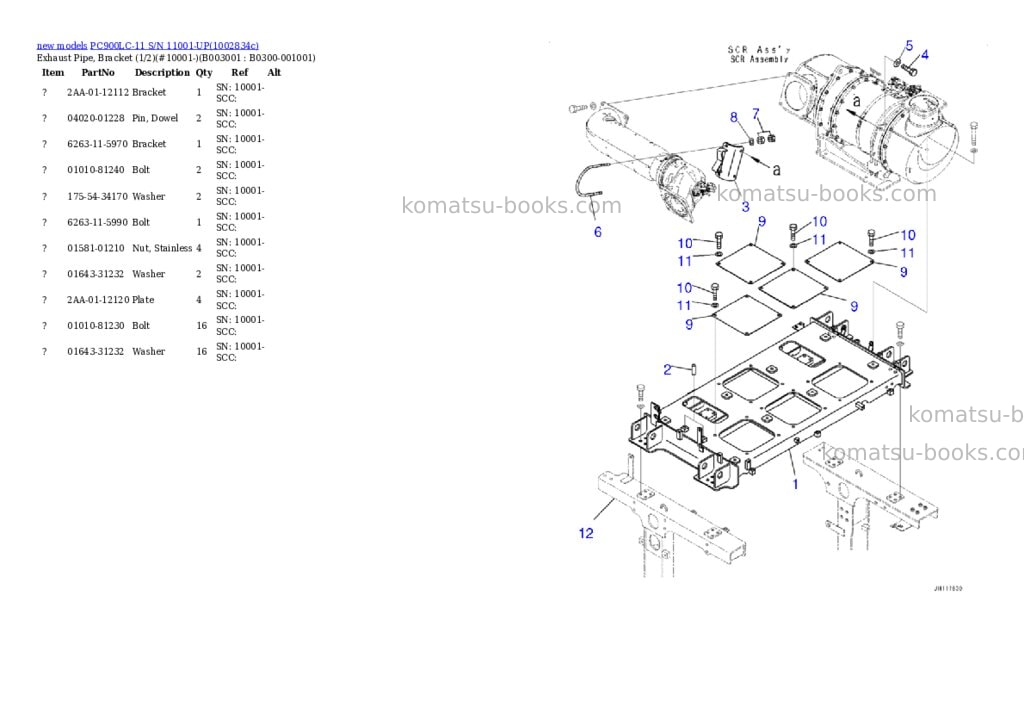 Komatsu PC900LC-11 S/N 11001-UP Parts catalog cover Page 7 Komatsu PC900LC-11 S/N 11001-UP Parts catalog cover Page 7