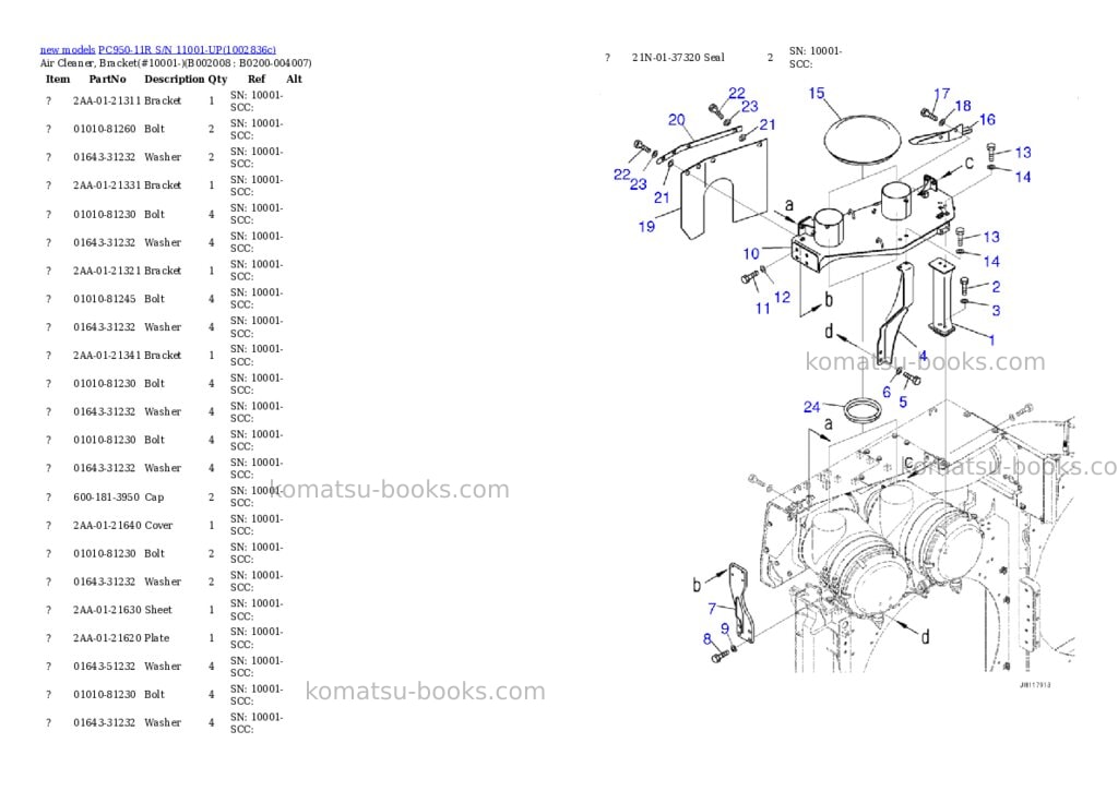 Komatsu PC950-11R S/N 11001-UP Parts catalog cover Page 9 Komatsu PC950-11R S/N 11001-UP Parts catalog cover Page 9