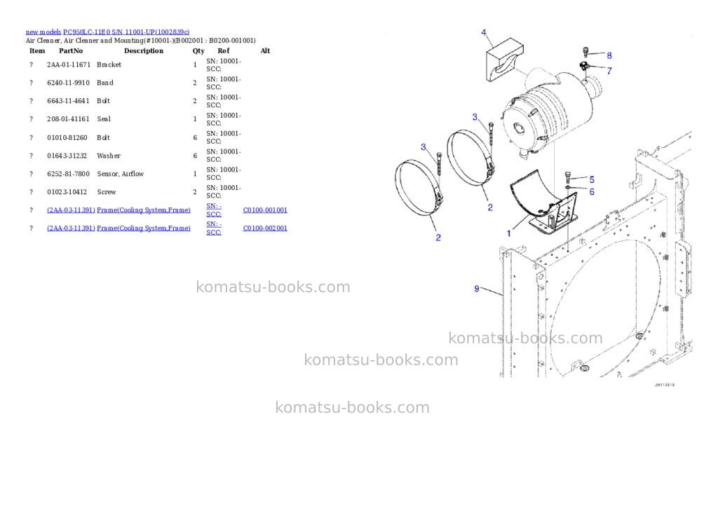 Komatsu PC950LC-11E0 S/N 11001-UP Parts catalog cover Page 2 Komatsu PC950LC-11E0 S/N 11001-UP Parts catalog cover Page 2