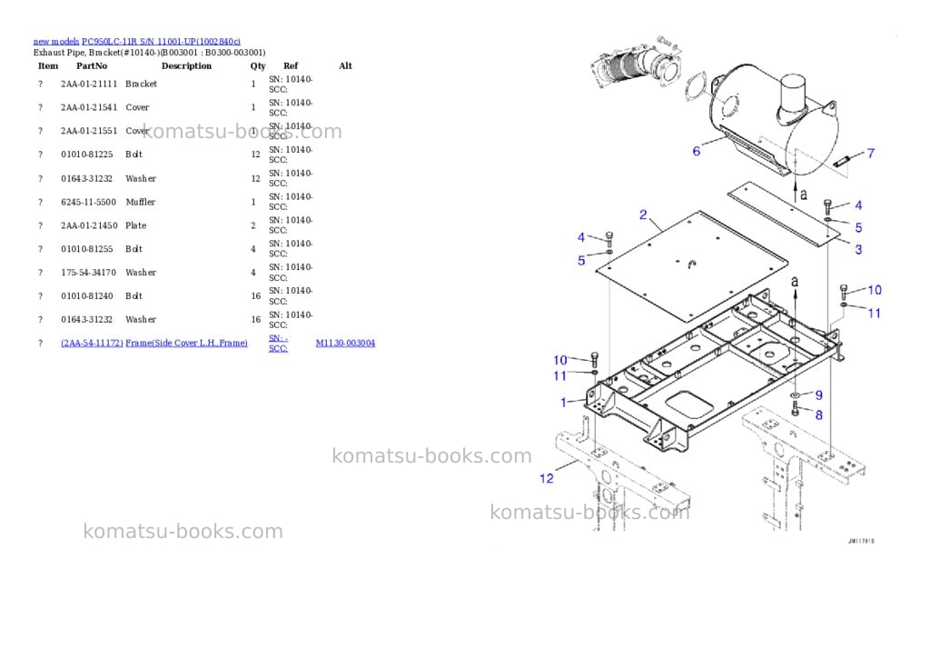 Komatsu PC950LC-11R S/N 11001-UP Parts catalog cover Page 10