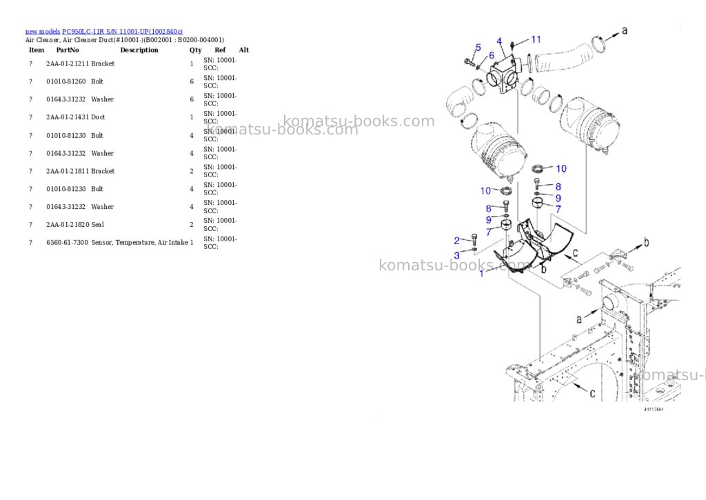 Komatsu PC950LC-11R S/N 11001-UP Parts catalog cover Page 2