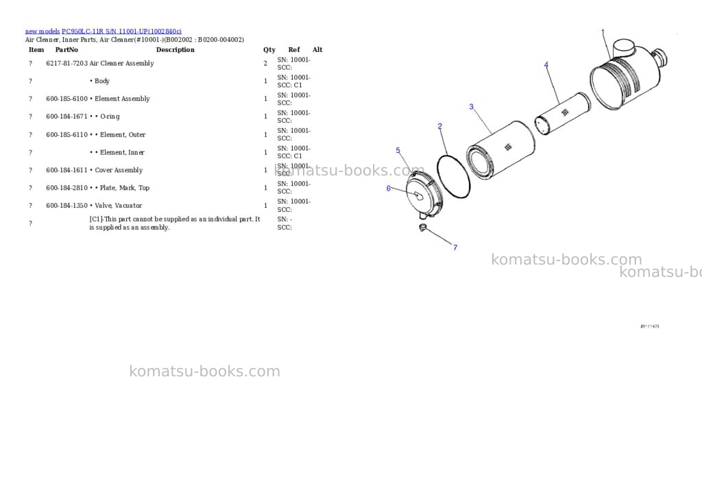 Komatsu PC950LC-11R S/N 11001-UP Parts catalog cover Page 3