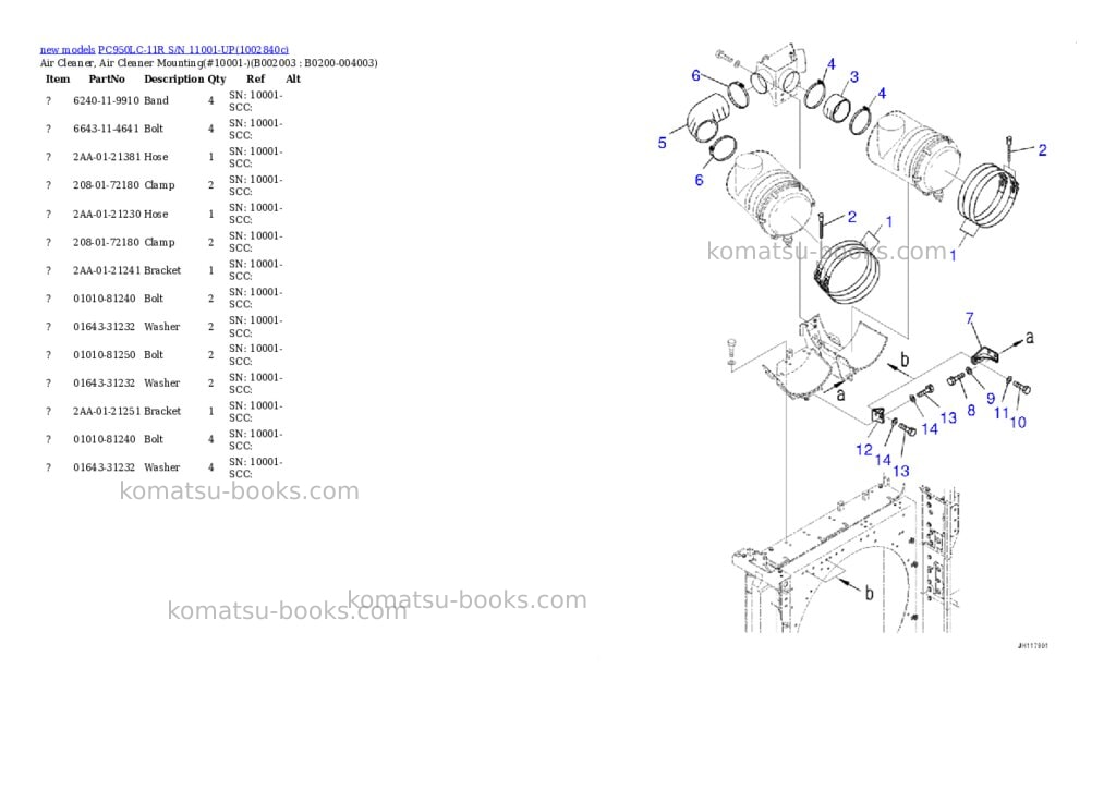 Komatsu PC950LC-11R S/N 11001-UP Parts catalog cover Page 4