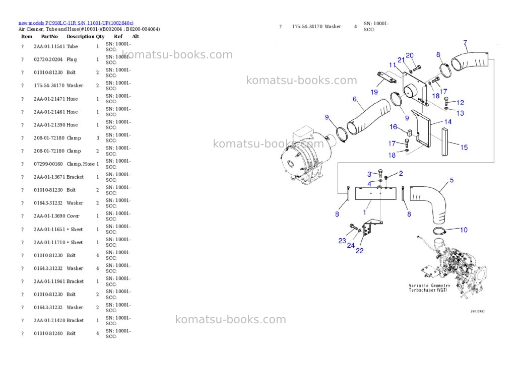 Komatsu PC950LC-11R S/N 11001-UP Parts catalog cover Page 5