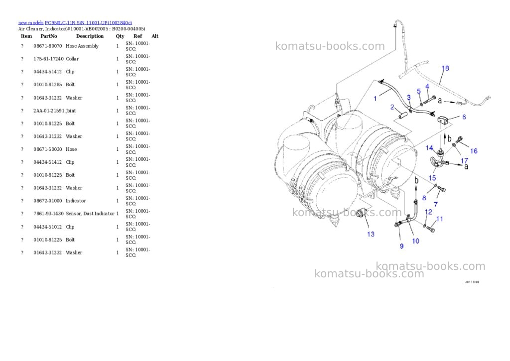 Komatsu PC950LC-11R S/N 11001-UP Parts catalog cover Page 6