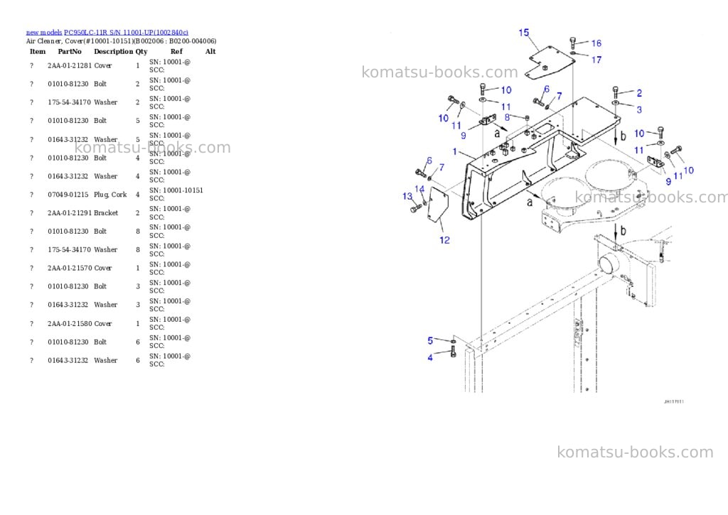 Komatsu PC950LC-11R S/N 11001-UP Parts catalog cover Page 7