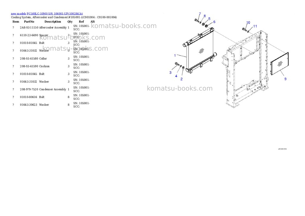 Komatsu PC500LC-10M0 S/N 106001-UP Parts catalog cover Page 10 Komatsu PC500LC-10M0 S/N 106001-UP Parts catalog cover Page 10