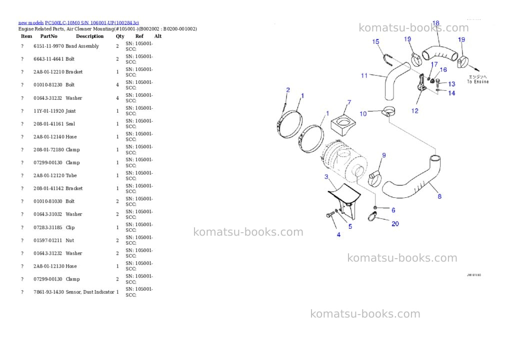 Komatsu PC500LC-10M0 S/N 106001-UP Parts catalog cover Page 3 Komatsu PC500LC-10M0 S/N 106001-UP Parts catalog cover Page 3