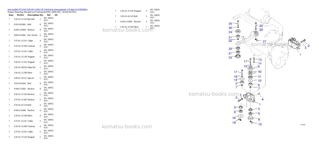 Komatsu PC1250-11R S/N 51001-UP (Cold Area Arrangement (-30 deg C)) Parts catalog cover Komatsu PC1250-11R S/N 51001-UP (Cold Area Arrangement (-30 deg C)) Parts catalog cover