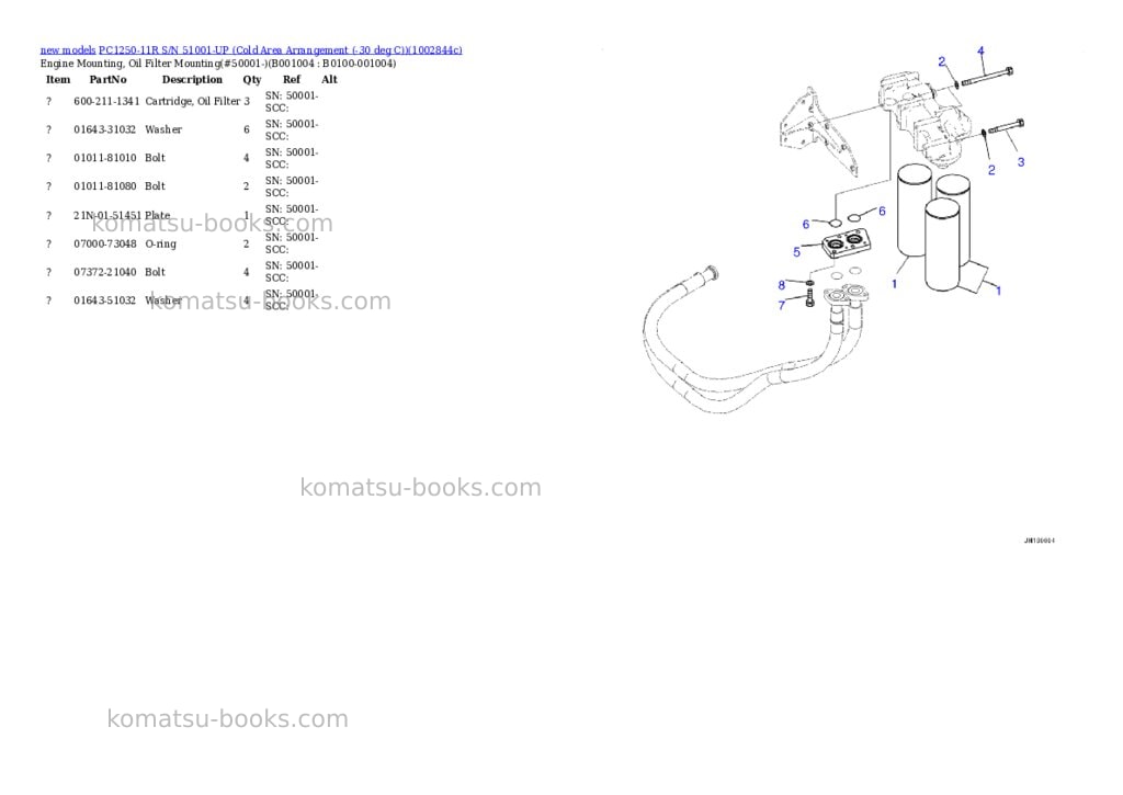 Komatsu PC1250-11R S/N 51001-UP (Cold Area Arrangement (-30 deg C)) Parts catalog cover Page 4 Komatsu PC1250-11R S/N 51001-UP (Cold Area Arrangement (-30 deg C)) Parts catalog cover Page 4