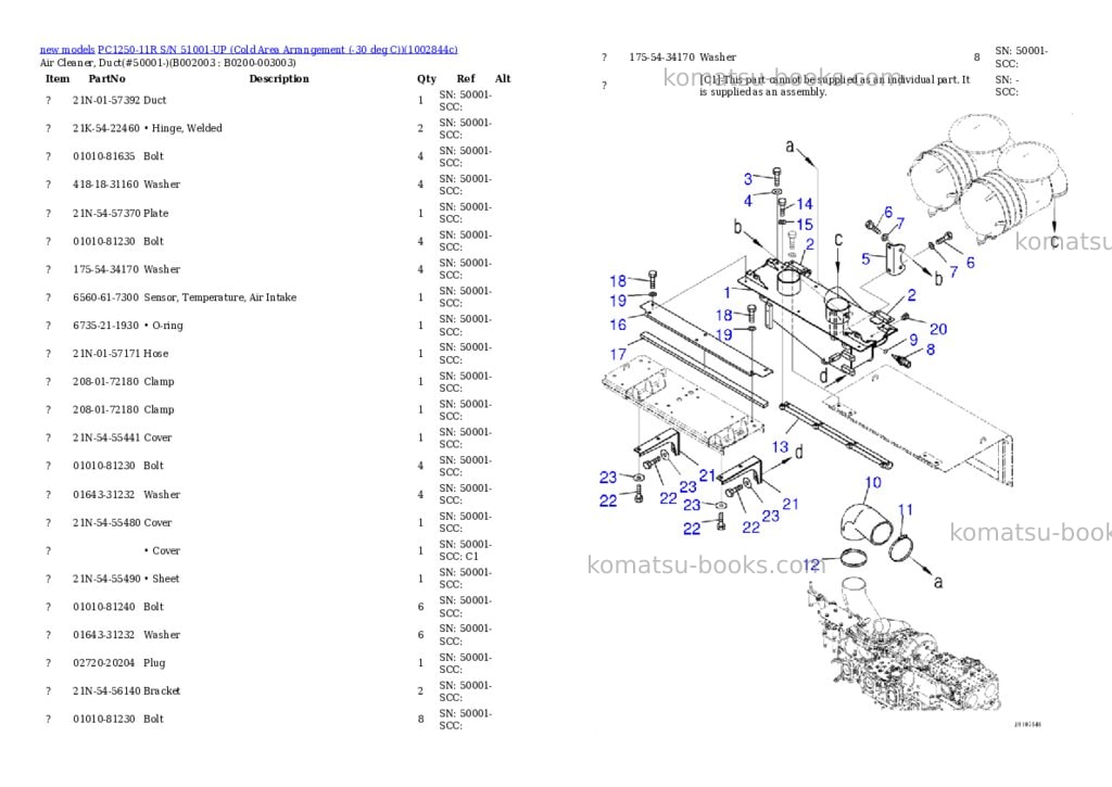 Komatsu PC1250-11R S/N 51001-UP (Cold Area Arrangement (-30 deg C)) Parts catalog cover Page 7 Komatsu PC1250-11R S/N 51001-UP (Cold Area Arrangement (-30 deg C)) Parts catalog cover Page 7