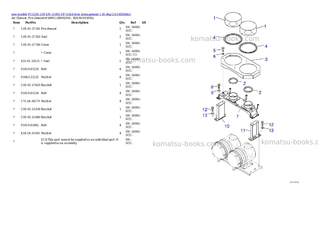 Komatsu PC1250-11R S/N 51001-UP (Cold Area Arrangement (-30 deg C)) Parts catalog cover Page 9 Komatsu PC1250-11R S/N 51001-UP (Cold Area Arrangement (-30 deg C)) Parts catalog cover Page 9