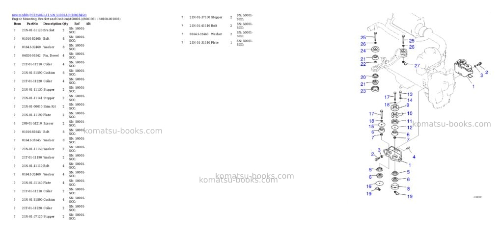 Komatsu PC1250LC-11 S/N 51001-UP Parts catalog cover