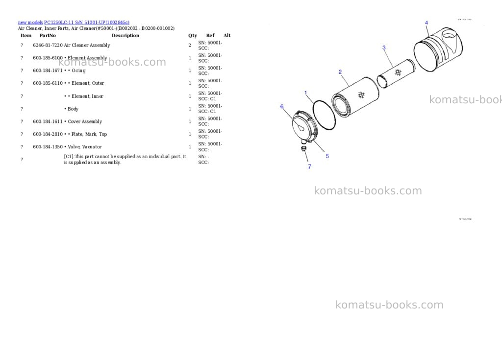 Komatsu PC1250LC-11 S/N 51001-UP Parts catalog cover Page 6