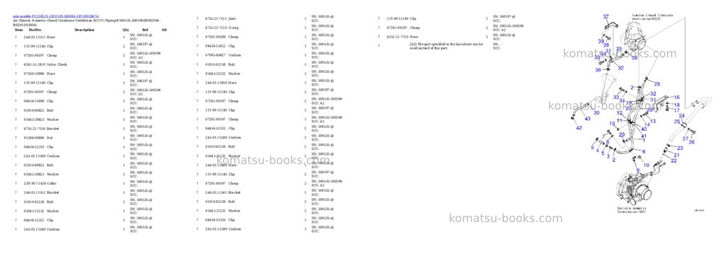 Komatsu PC210LCI-11E0 S/N 600001-UP Parts catalog cover Page 5 Komatsu PC210LCI-11E0 S/N 600001-UP Parts catalog cover Page 5