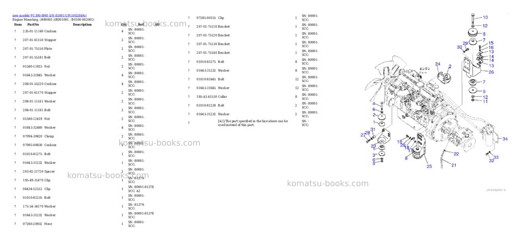 Komatsu PC300-8M0 S/N 85001-UP Parts catalog cover Komatsu PC300-8M0 S/N 85001-UP Parts catalog cover