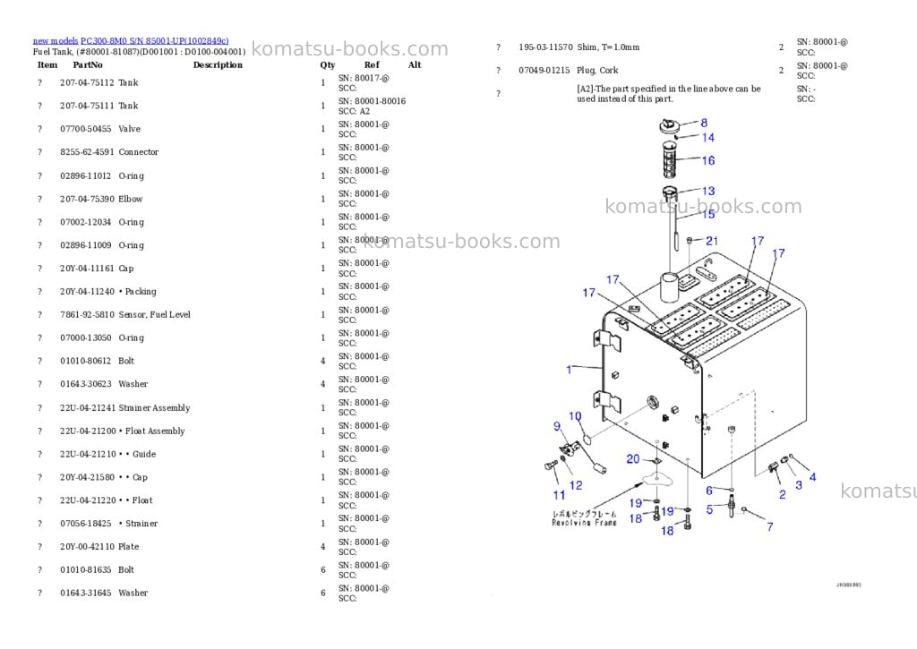 Komatsu PC300-8M0 S/N 85001-UP Parts catalog cover Page 10 Komatsu PC300-8M0 S/N 85001-UP Parts catalog cover Page 10