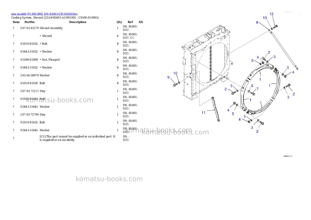 Komatsu PC300-8M2 S/N 85001-UP Parts catalog cover Page 10 Komatsu PC300-8M2 S/N 85001-UP Parts catalog cover Page 10
