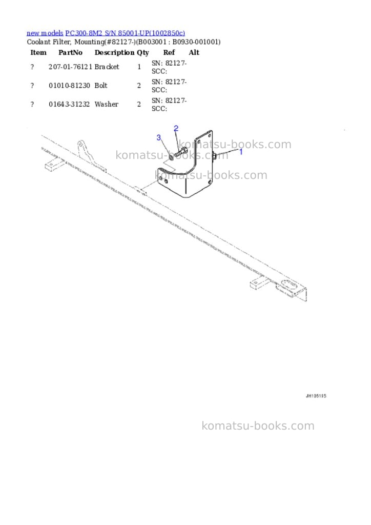 Komatsu PC300-8M2 S/N 85001-UP Parts catalog cover Page 3 Komatsu PC300-8M2 S/N 85001-UP Parts catalog cover Page 3