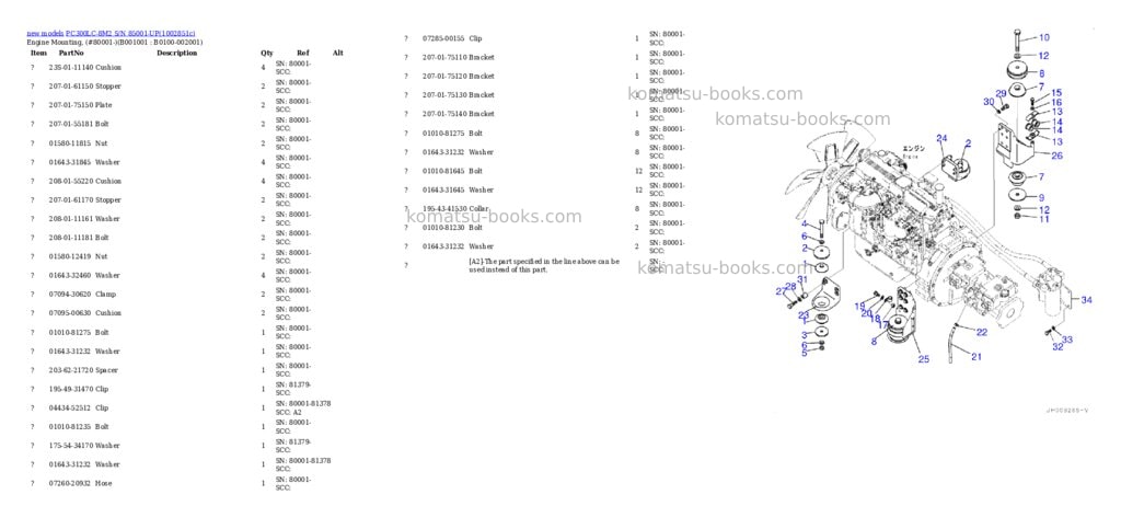 Komatsu PC300LC-8M2 S/N 85001-UP Parts catalog cover