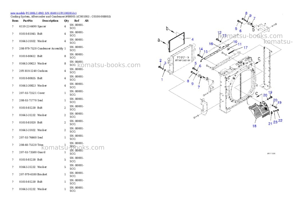 Komatsu PC300LC-8M2 S/N 85001-UP Parts catalog cover Page 8