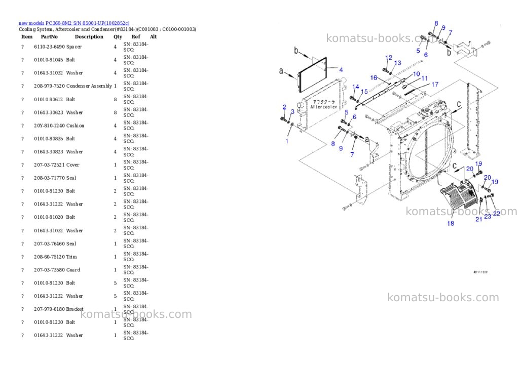 Komatsu PC360-8M2 S/N 85001-UP Parts catalog cover Page 8 Komatsu PC360-8M2 S/N 85001-UP Parts catalog cover Page 8