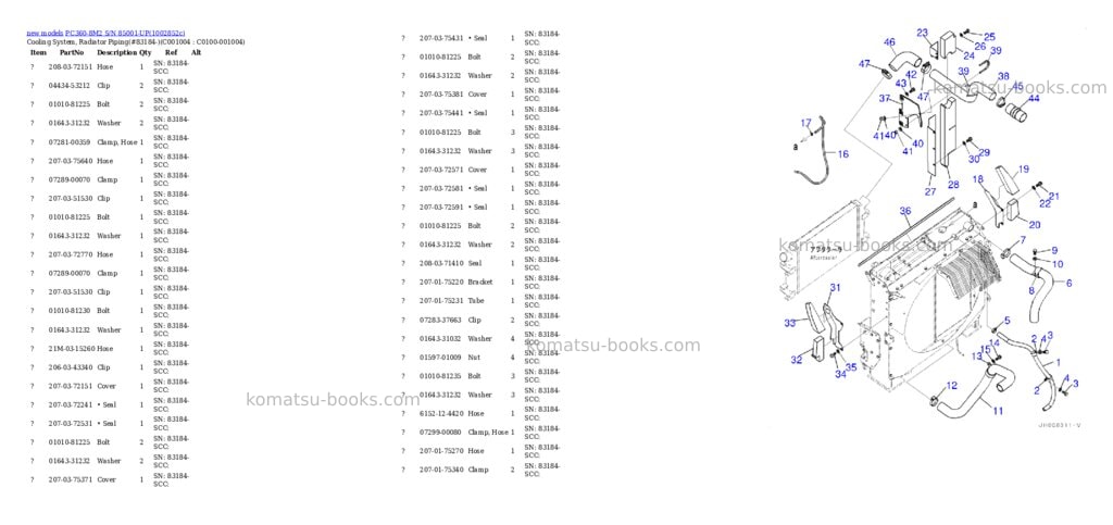 Komatsu PC360-8M2 S/N 85001-UP Parts catalog cover Page 9 Komatsu PC360-8M2 S/N 85001-UP Parts catalog cover Page 9