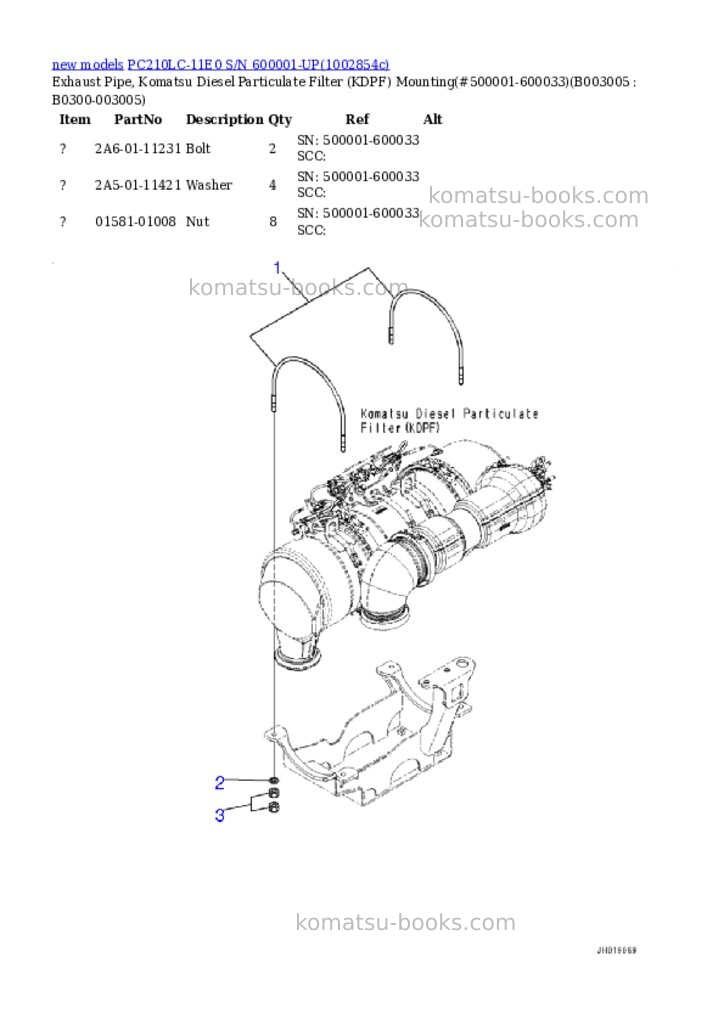 Komatsu PC210LC-11E0 S/N 600001-UP Parts catalog cover Page 10 Komatsu PC210LC-11E0 S/N 600001-UP Parts catalog cover Page 10