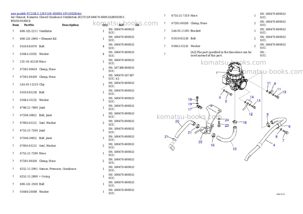 Komatsu PC210LC-11E0 S/N 600001-UP Parts catalog cover Page 4 Komatsu PC210LC-11E0 S/N 600001-UP Parts catalog cover Page 4