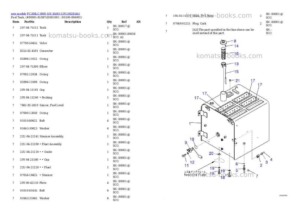 Komatsu PC300LC-8M0 S/N 85001-UP Parts catalog cover Page 10 Komatsu PC300LC-8M0 S/N 85001-UP Parts catalog cover Page 10