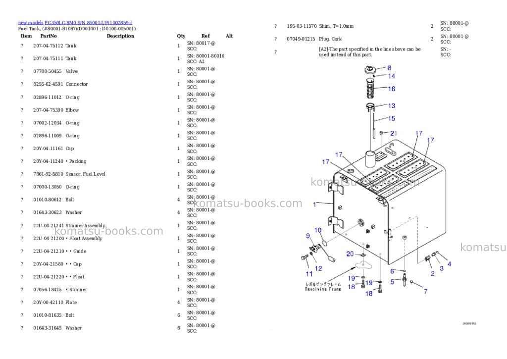 Komatsu PC350LC-8M0 S/N 85001-UP Parts catalog cover Page 10 Komatsu PC350LC-8M0 S/N 85001-UP Parts catalog cover Page 10