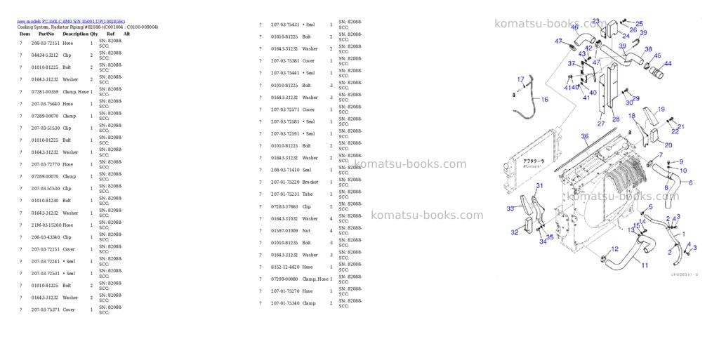 Komatsu PC350LC-8M0 S/N 85001-UP Parts catalog cover Page 6 Komatsu PC350LC-8M0 S/N 85001-UP Parts catalog cover Page 6