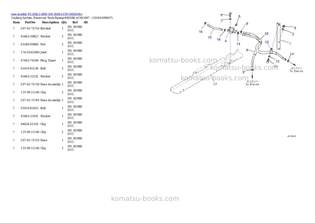 Komatsu PC350LC-8M0 S/N 85001-UP Parts catalog cover Page 9 Komatsu PC350LC-8M0 S/N 85001-UP Parts catalog cover Page 9