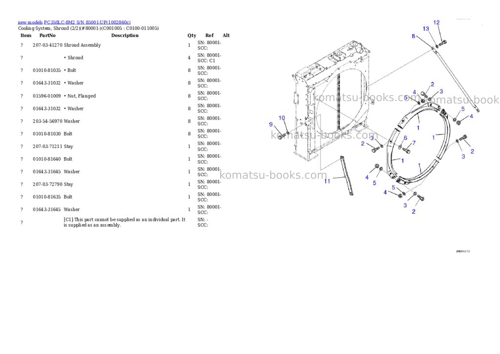 Komatsu PC350LC-8M2 S/N 85001-UP Parts catalog cover Page 10 Komatsu PC350LC-8M2 S/N 85001-UP Parts catalog cover Page 10