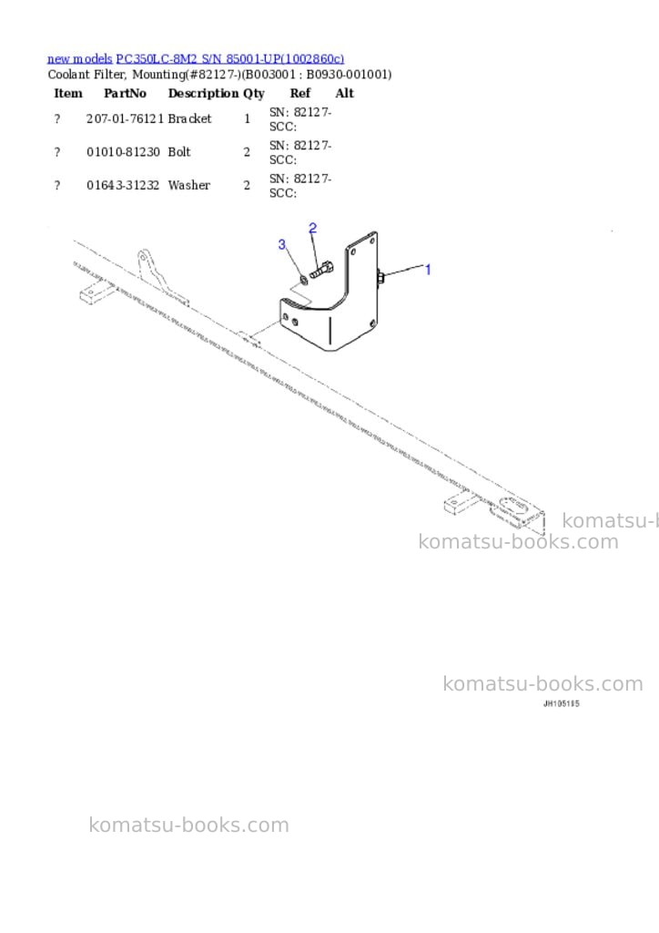 Komatsu PC350LC-8M2 S/N 85001-UP Parts catalog cover Page 3 Komatsu PC350LC-8M2 S/N 85001-UP Parts catalog cover Page 3