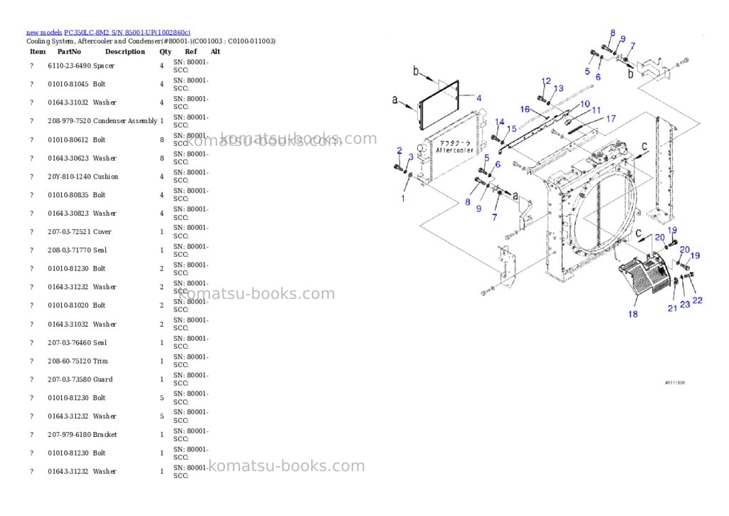 Komatsu PC350LC-8M2 S/N 85001-UP Parts catalog cover Page 8 Komatsu PC350LC-8M2 S/N 85001-UP Parts catalog cover Page 8