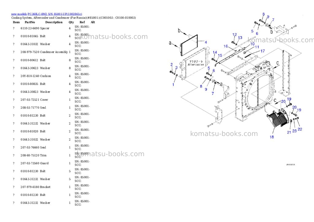 Komatsu PC360LC-8M2 S/N 85001-UP Parts catalog cover Komatsu PC360LC-8M2 S/N 85001-UP Parts catalog cover